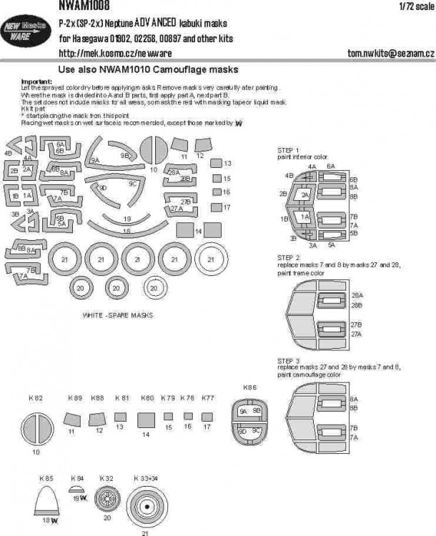 New Ware NWA-M1008 Mask P-2x (SP-2x) Neptune ADVANCED (HAS) 1/72