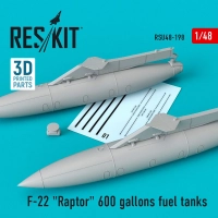 Reskit RSU48-198 F-22 'Raptor' 600 gallons fuel tanks 1/48