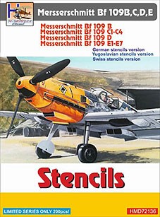 Hm Decals HMD-72136 1/72 Stencils Messerschmitt BF 109 B,C,D,E