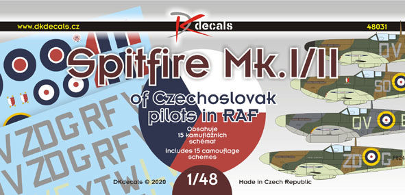 Dk Decals 48031 Spitfire Mk.I/II Czechoslovak pilots in RAF 1/72