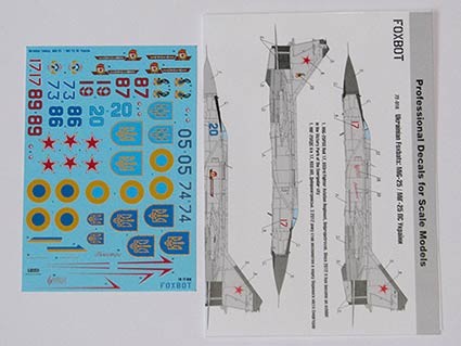 Foxbot Decals FBOT72016 Ukrainian Foxbats: Mikoyan MiG-25 (10 options) MiG-25RBF, MiG-25RBS, MiG-25RBT) 1/72