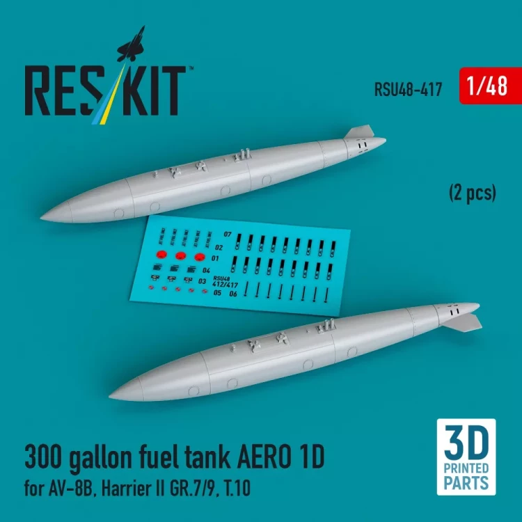 Reskit U48417 300 gallon fuel tank AERO 1D (2 pcs.) 1/48