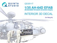 Quinta Studio QD35117 AH-64D Расширенные передние отсеки авионики (Meng) 3D Декаль интерьера кабины 1/35