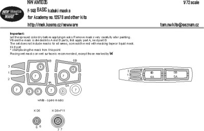 New Ware NWA-M1035 Mask F-14B BASIC (ACAD) 1/72