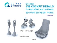 Quinta studio QT48065 Детали кабины для семейства ЛаГГ-3 и Ла-5: РУС, Прицел ПБП-1, Кресло Пилота 1/48