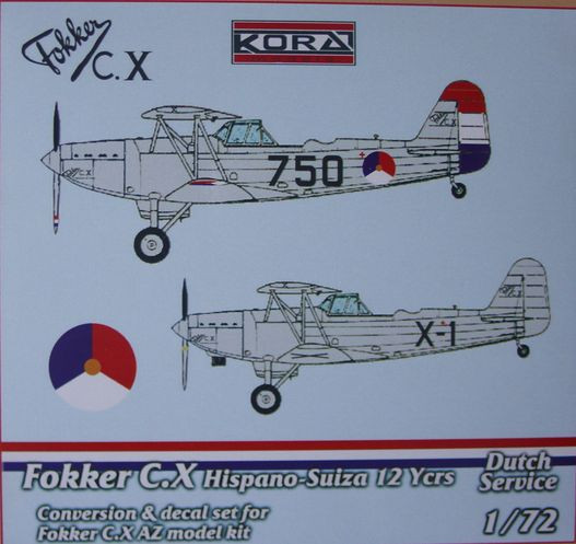 Kora Model C7256 Fokker C.X HS Engine Conv.Set (Dutch service) 1/72