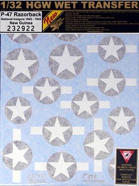 HGW 232922 Decals P-47 D Razorback Nat.Insignia 1942-43 1/32