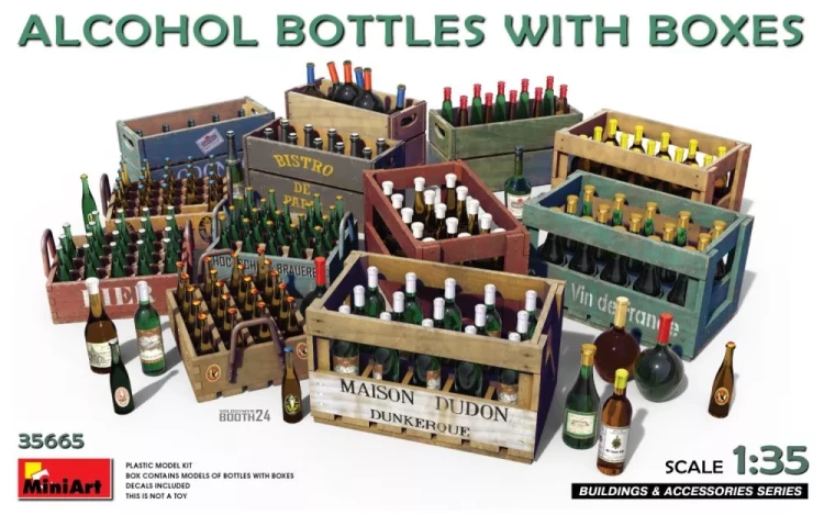 Miniart 35665 Alcohol Bottles w/Boxes 1/35
