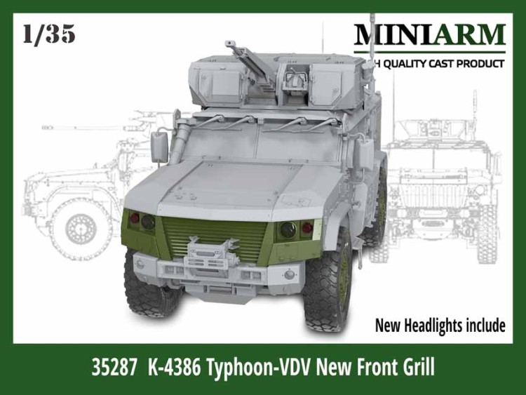 Miniarm 35287 КамАЗ Тайфун 4386 - обновленная передняя радиаторная часть + оптика 1/35