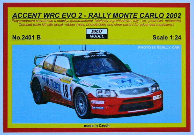 REJI MODEL DECRJ2402A 1/24 Hyundai Accent WRC Rally Monte Carlo 2001