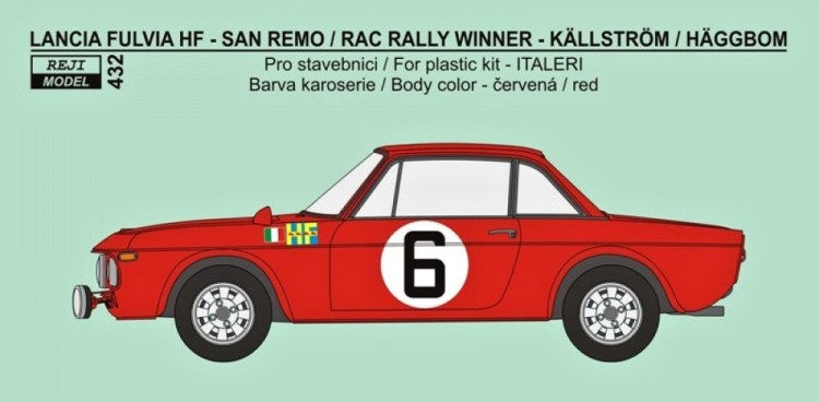 Reji Model JM432 Lancia Fulvia HF RAC Rally San Remo 1969 1/24