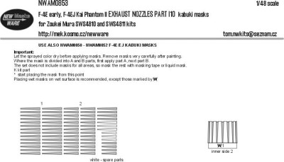 New Ware NWA-M0853 Маска F-4E early, F-4EJ EXH.NOZZLES part I10 1/48