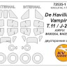 KV Models 72535-1 De Havilland Vampire T.11 / J-28C (AIRFIX #A55204, #A02058A) - двусторонние маски + маски на диски и колеса AIRFIX GB 1/72