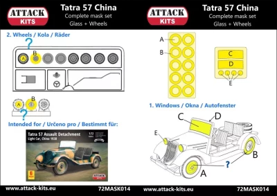 Attack 72MASK14 Tatra T57 China 1938 masks (glass &amp; wheels) 1/72