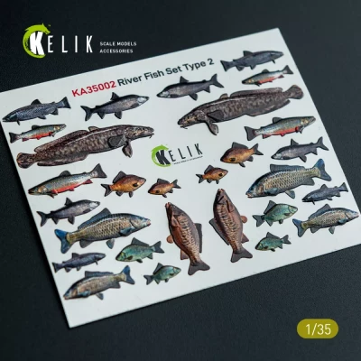 Reskit KA35002 River Fish set Type 2 - 3D Decal for dioramas 1/35