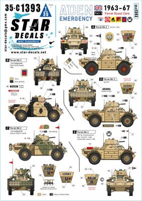Star Decals 35-C1393 Aden Emergency 1963-67.British Ferret Scout Car Mk.2 Mk.2 Scout Cars 1/35
