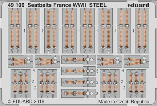 Eduard 49106 Seatbelts France WWII STEEL 1:48