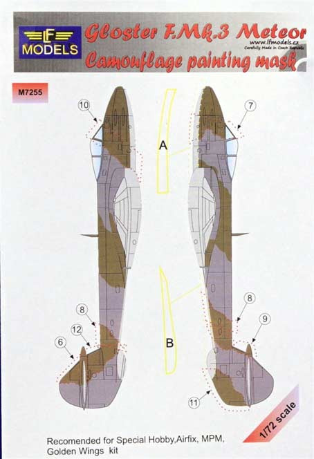 Lf Model M7255 Mask Gloster F.Mk.3 Meteor Camoufl.painting 1/72