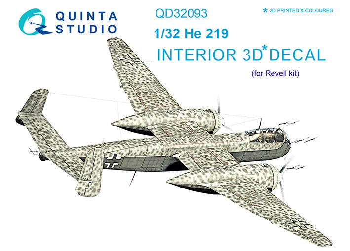 Quinta studio QD32093 He 219 (Revell) 3D Декаль интерьера кабины 1/32