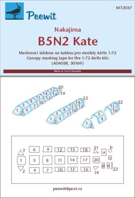Peewit PW-M72037 1/72 Canopy mask Nakajima B5N2 Kate (AIRFIX)