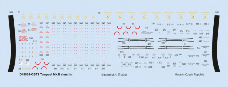 Eduard D48086 Decals Tempest Mk.II stencils (EDU/SP.H.) 1/48