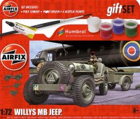 Airfix 55117A Willys Jeep Starter Set includes Acrylic paints, brushes and poly cement 1/72
