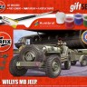 Airfix 55117A Willys Jeep Starter Set includes Acrylic paints, brushes and poly cement 1/72