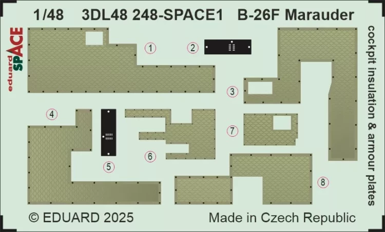 Eduard 3DL48248 B-26F Marauder cockpit insul. & armour plates 1/48