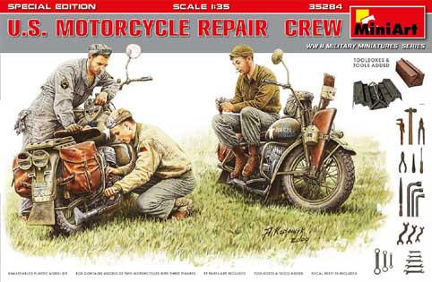 Miniart 35284 Американский экипаж, ремонтирующий мотоцикл 1/35