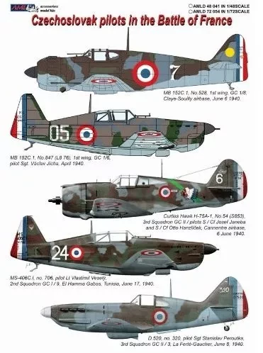 AML AMLD72054 Decals Czechoslovak pilots in the Battle 1/72
