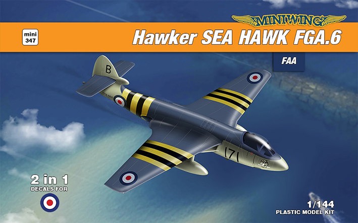 Miniwing Plastic MINI347 Hawker SEA HAWK FGA.6 2 plastic kits, 3 decals versions, BOXED 1/144