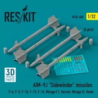 Reskit 32480 AIM-9J 'Sidewinder' missiles (4 pcs.) 1/32