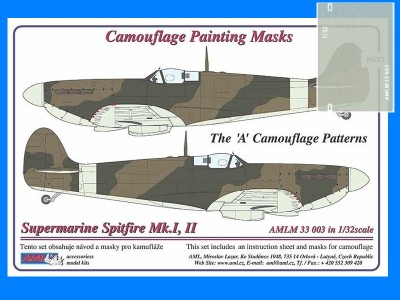AML AMLM33003 Mask Supermar.Spitfire Mk.I,II Camouflage 'A' 1/32