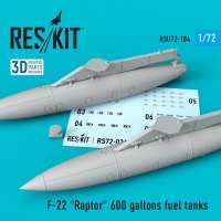 Reskit RSU72-184 F-22 'Raptor' 600 gallons fuel tanks 1/72