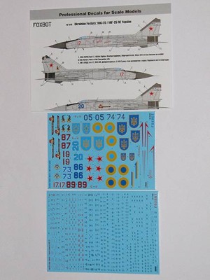 Foxbot Decals FBOT72016T Ukrainian Foxbats: Mikoyan MiG-25 and Stencils 1/72