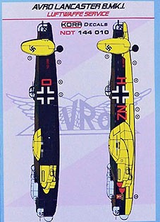Kora Model NDT144010 Avro Lancaster B.Mk.I. Luftwaffe декали 1/144