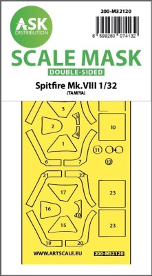 Art Scale 200-M32120 Supermarine Spitfire Mk.VIII canopy frame paint masks (inside &amp; outside) 1/32