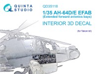 Quinta Studio QD35118 AH-64D Расширенные передние отсеки авионики (Takom) 3D Декаль интерьера кабины 1/35
