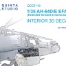 Quinta Studio QD35118 AH-64D Расширенные передние отсеки авионики (Takom) 3D Декаль интерьера кабины 1/35