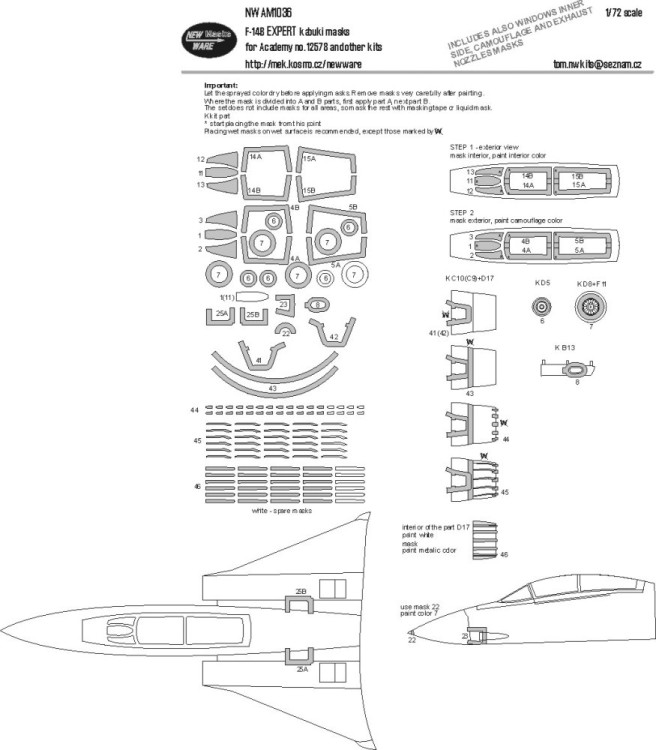 New Ware M1036 Mask F-14B EXPERT (ACAD) 1/72