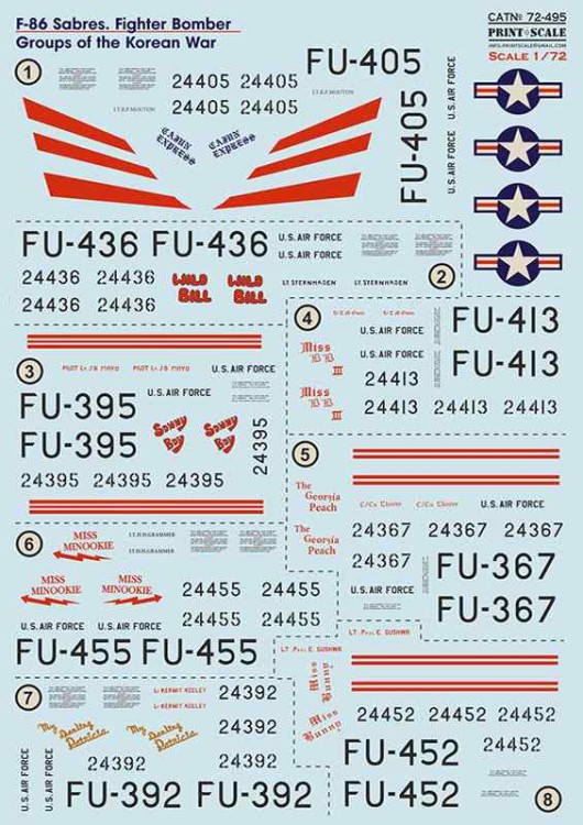 Print Scale 72495 North-American F-86F Sabre Fighter Bomber Groups of the Korean War 1/72