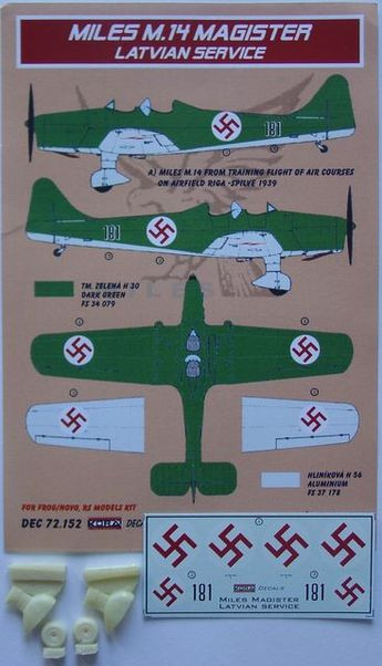 Kora Model DEC72152 Miles M.14 Magister (Latvian Service) декали декали 1/72