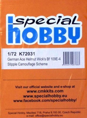 Special Hobby K72031 1/72 Decal German Ace H.Wick Bf-109E-4 Stipple
