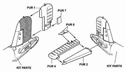 CMK 4073 F4U-1 - control surfaces set for TAM 1/48