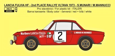 Reji Model JM433 Lancia Fulvia HF Rallye Vltava 1973 1/24