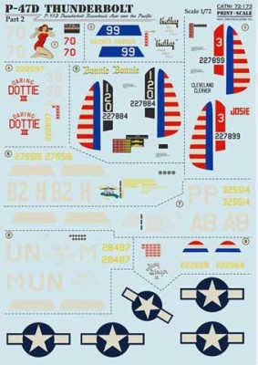 Print Scale 72-173 Thunderbolt P 47 D Razorback Aces 1/72