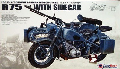 Great Wall Hobby L3510 1/35 WWII German BMW R75 with Sidecar/w trailers 1/35