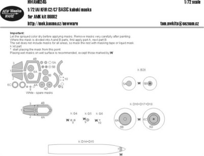 New Ware NWA-M0245 1/72 Mask IAI KFIR C2/C7 BASIC (AMK 86002)