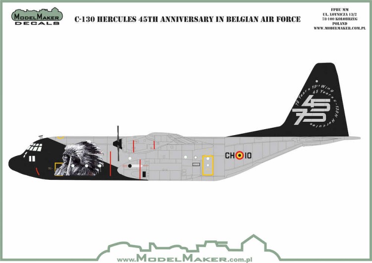 Model Maker Decals D144156 Lockheed C-130H Hercules 45th Anniversary in Belgian Air Force 1/144