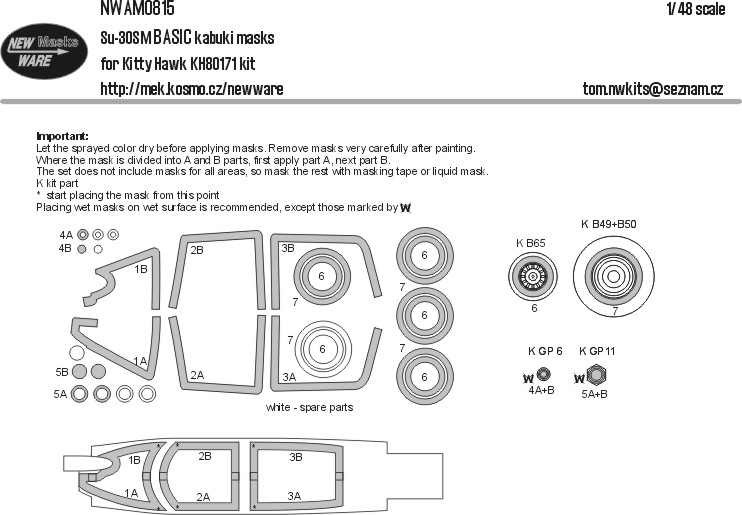 New Ware NWA-M0815 Mask Su-30SM BASIC (KITTYH 80171) 1/48